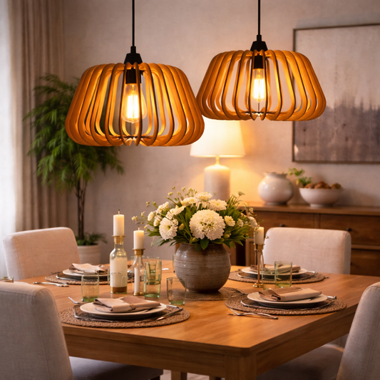 Shukriah Edison Wooden Pendant Light