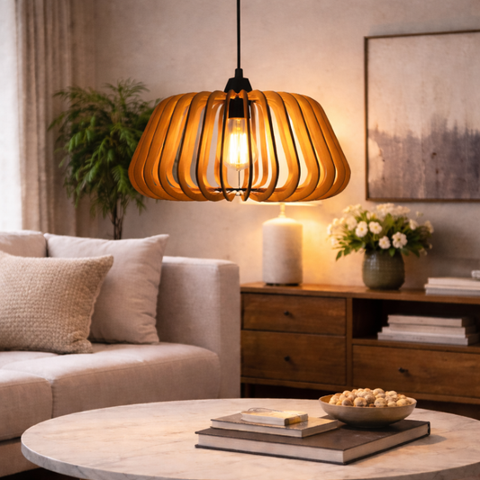Shukriah Edison Wooden Pendant Light